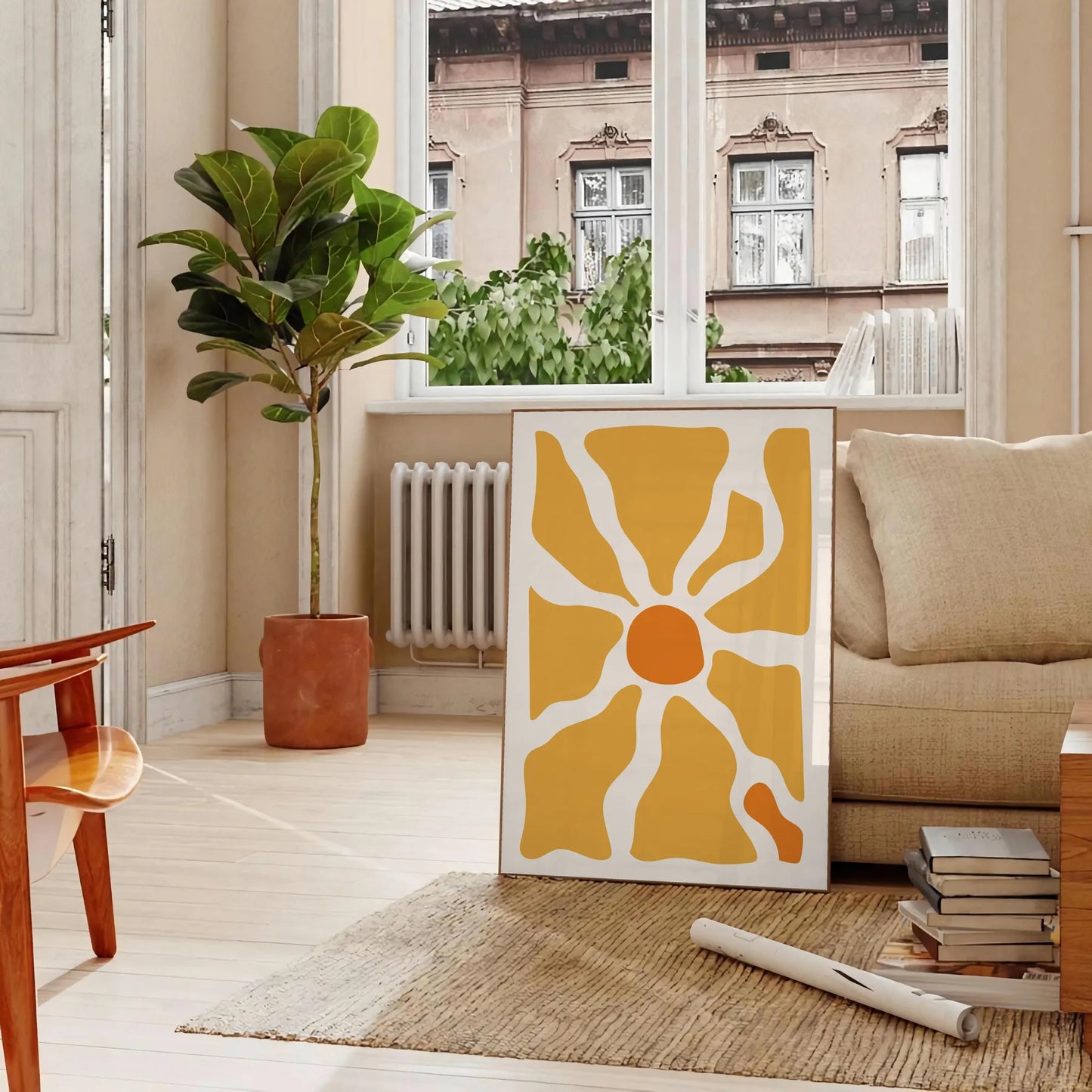 space Boho Abstract 17 wall art stunning poster earthy browns vibrant yellows perfect vibe room gift chic personal touch sizes A4 cm A0