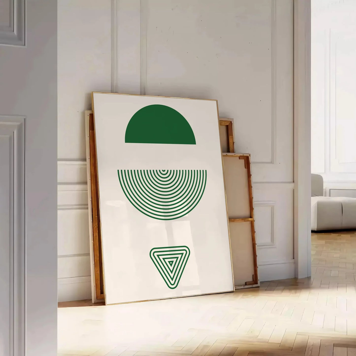 space Boho Abstract 11 poster elegant gray green tones captivating art wall piece perfect touch style room gift personal decor taste