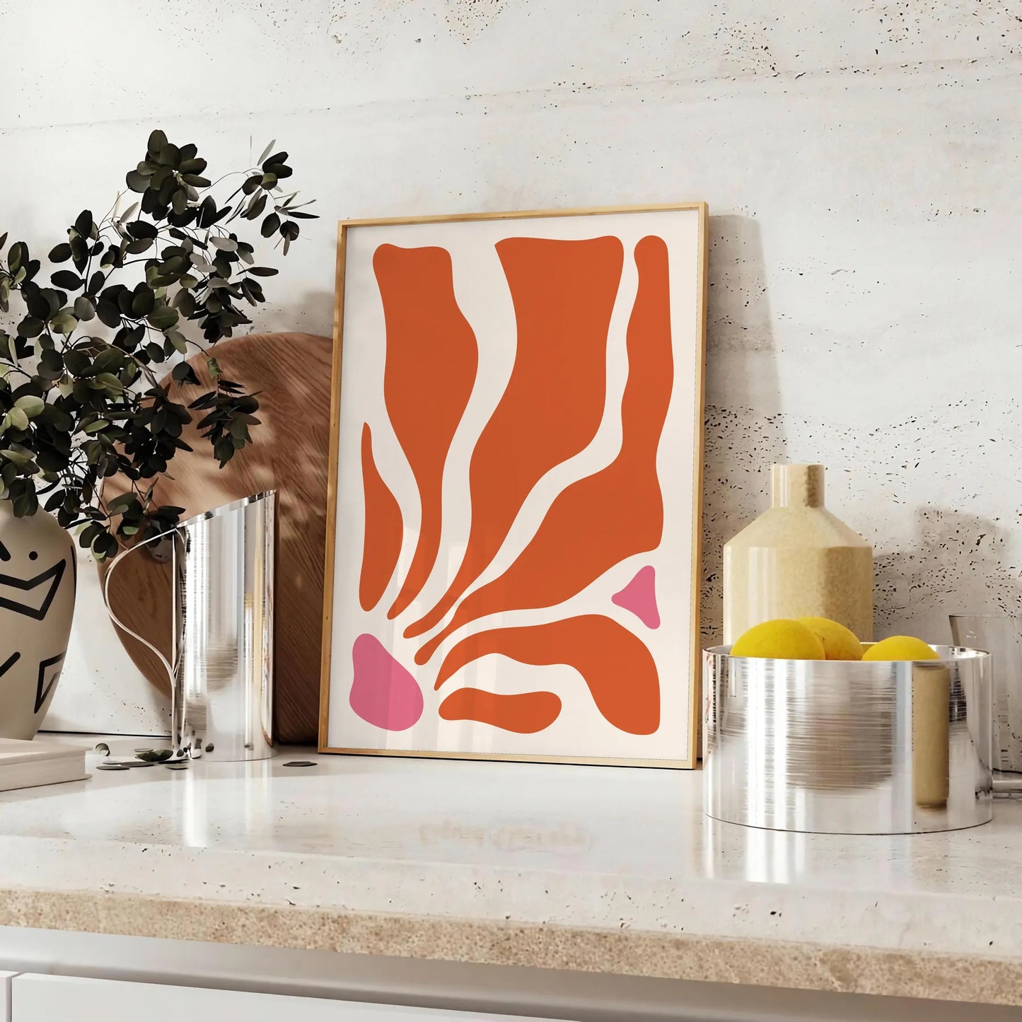 space Boho Abstract 15 art print vibrant orange red hues wall poster splash artistic elegance room gift lovers frame style