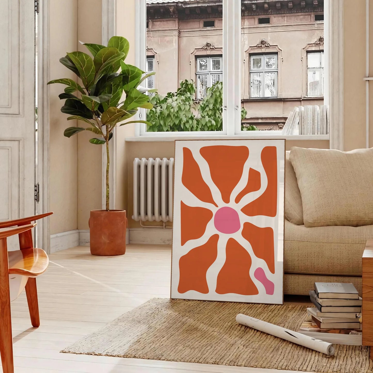 space Boho Abstract 16 Framed Wall Art captivating poster warm brown orange hues perfect touch bohemian charm home decor piece thoughtful gift standalone print
