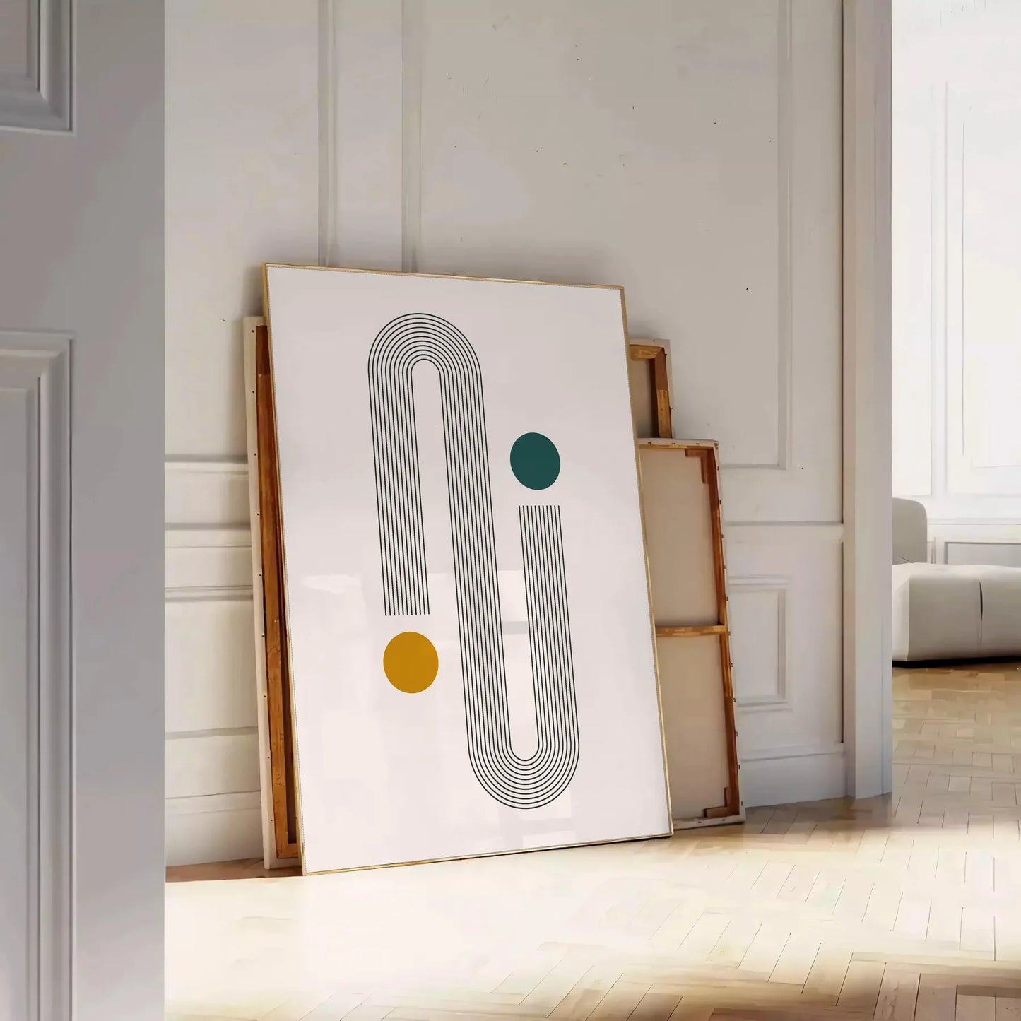 space Boho Poster captivating Abstract 26 design serene gray green hues wall art enthusiasts unique gift print touch elegance room A4 cm A0 sizes