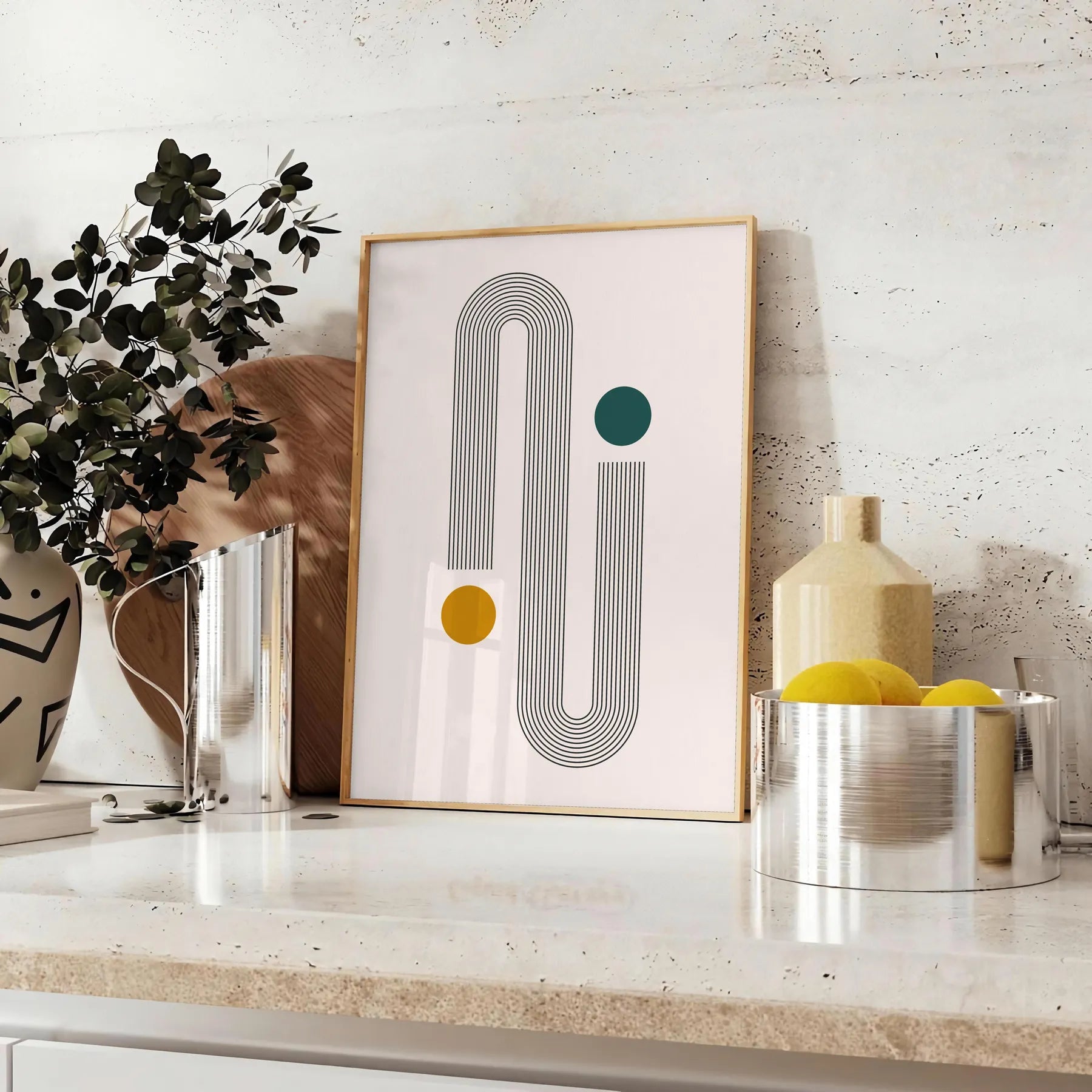 space Boho Poster captivating Abstract 26 design serene gray green hues wall art enthusiasts unique gift print touch elegance room A4 cm A0 sizes